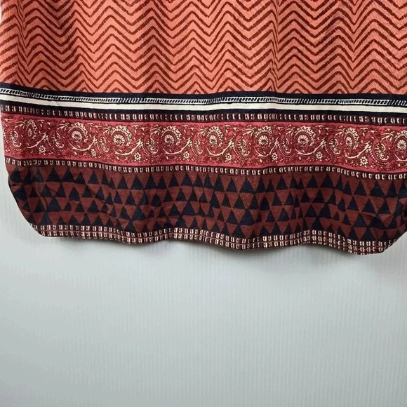 Lucky Brand Mandarin Tie Dress Rayon Button Up Sleeveless Red Boho size M - Picture 12 of 13